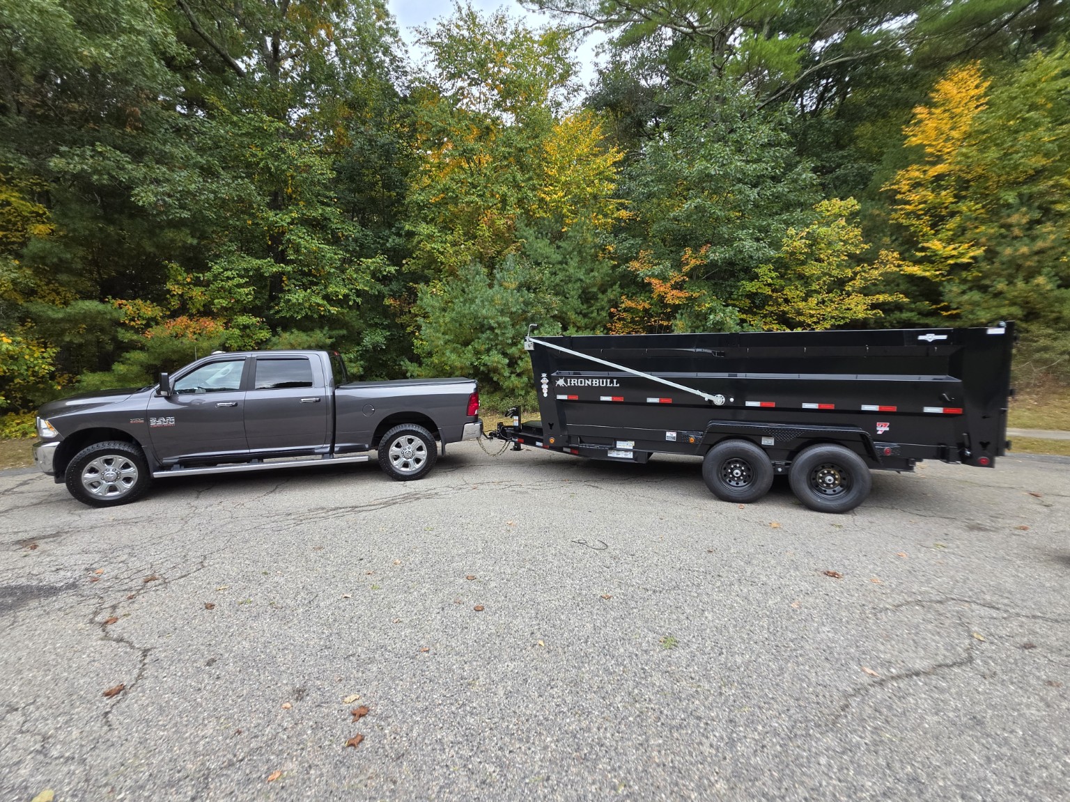 Wood’s Enterprises Ram 3500 and Iron Bull dump trailer ready for local hauling jobs